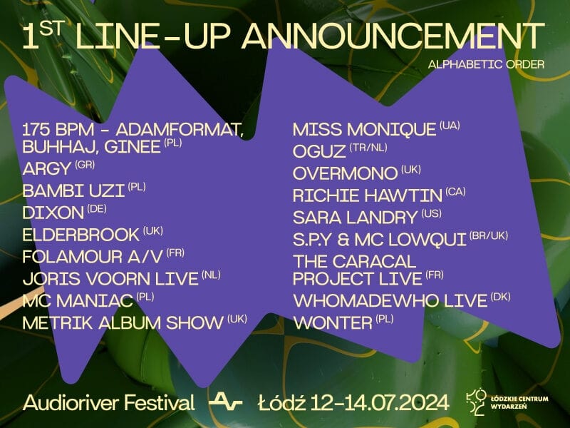 Lineup Audioriver Festival 2024 Łódź 